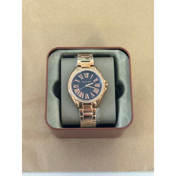 rs MK6930 Kacie Three-Hand Rose Gold-Tone Stainless Steel Watch - Picture 1 of 5